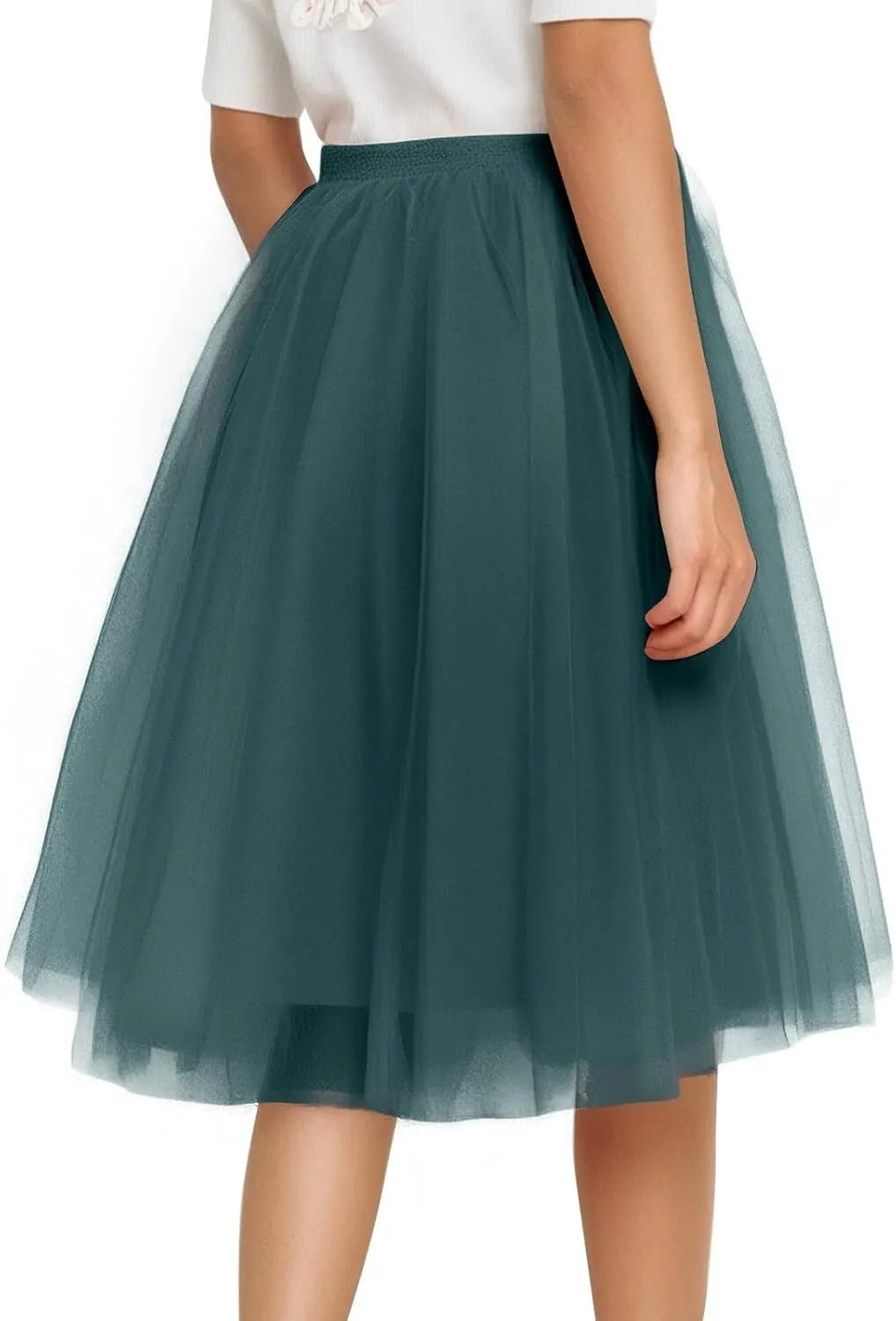 Tulle Skirts for Women Midi Layered Skorts Elastic High Waisted A Line Skirt Tutu Skirt for Prom Party