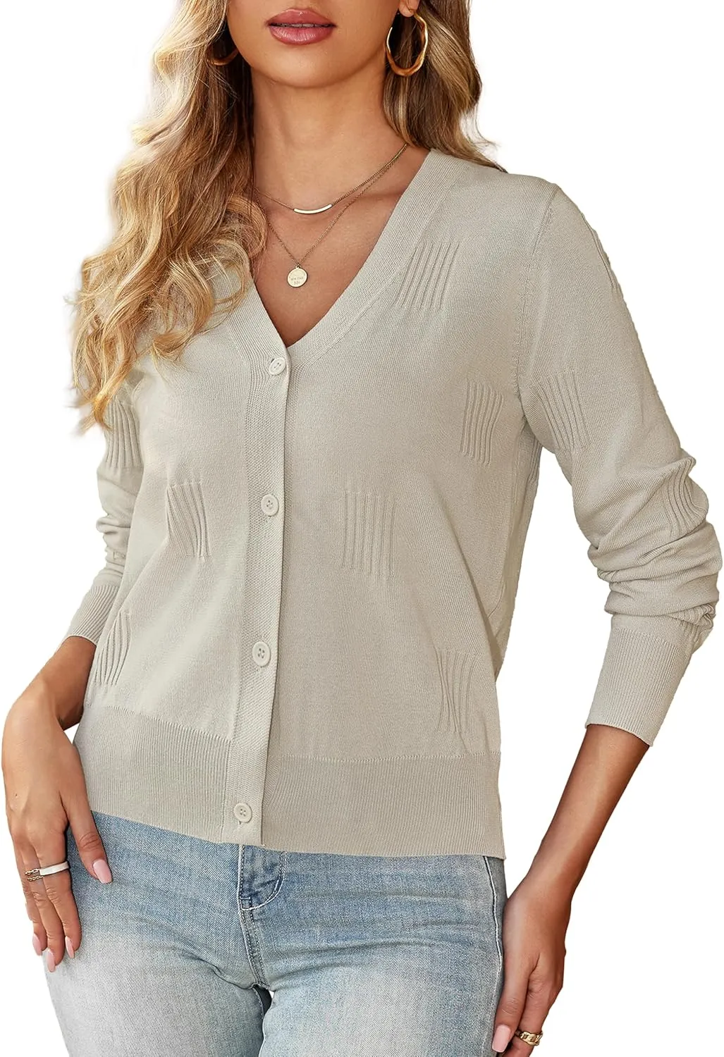 U.Vomade Women's Cardigans 3/4 Sleeve Open Front Cropped Cardigan Hollow Out Bolero Shrug S-XL