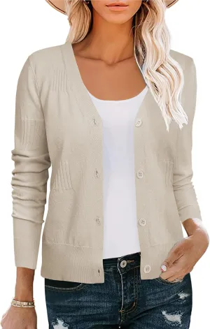 U.Vomade Women's Cardigans 3/4 Sleeve Open Front Cropped Cardigan Hollow Out Bolero Shrug S-XL