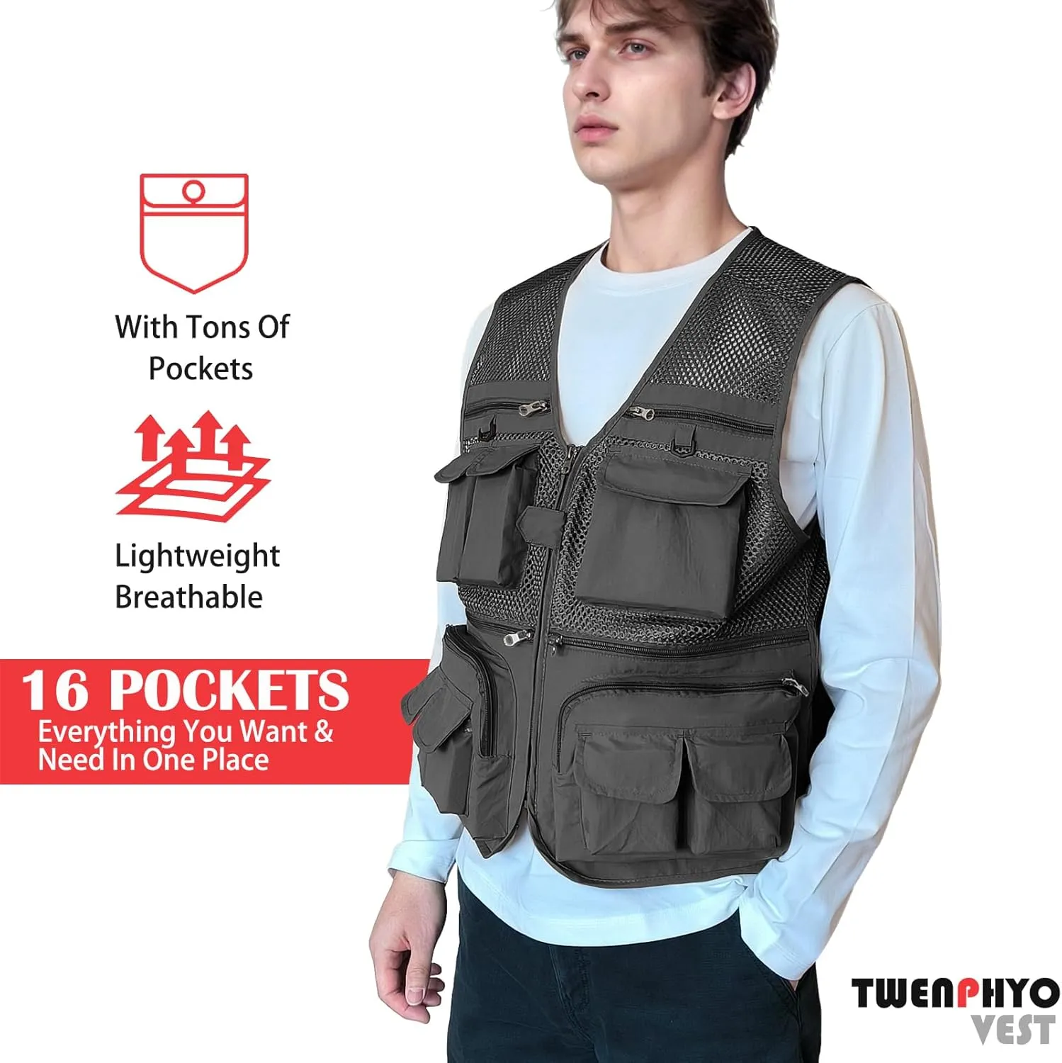 Versatile Men's Summer Vest for Fishing, Travel, Outdoor Work, Safari and Photography with Multiple Pockets