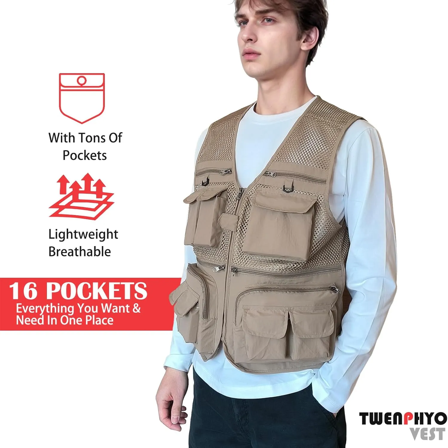 Versatile Men's Summer Vest for Fishing, Travel, Outdoor Work, Safari and Photography with Multiple Pockets