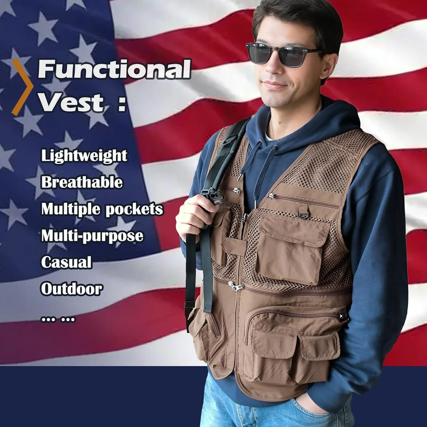 Versatile Men's Summer Vest for Fishing, Travel, Outdoor Work, Safari and Photography with Multiple Pockets