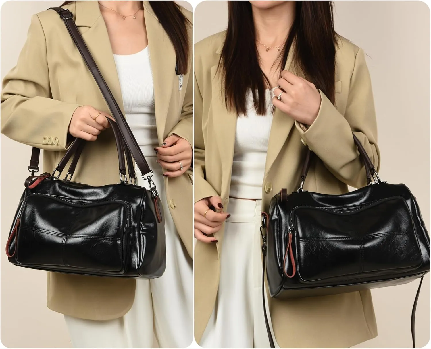 Vintage Large Shoulder Bag Women Chain Boston Handbags Trendy Crossbody Purse Bag