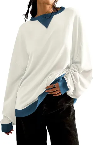 VUTRU Women Striped Oversized Sweatshirt Crewneck Long Sleeve Shirts Hoodies Casual Loose Pullover Top 2024 Fall Clothes