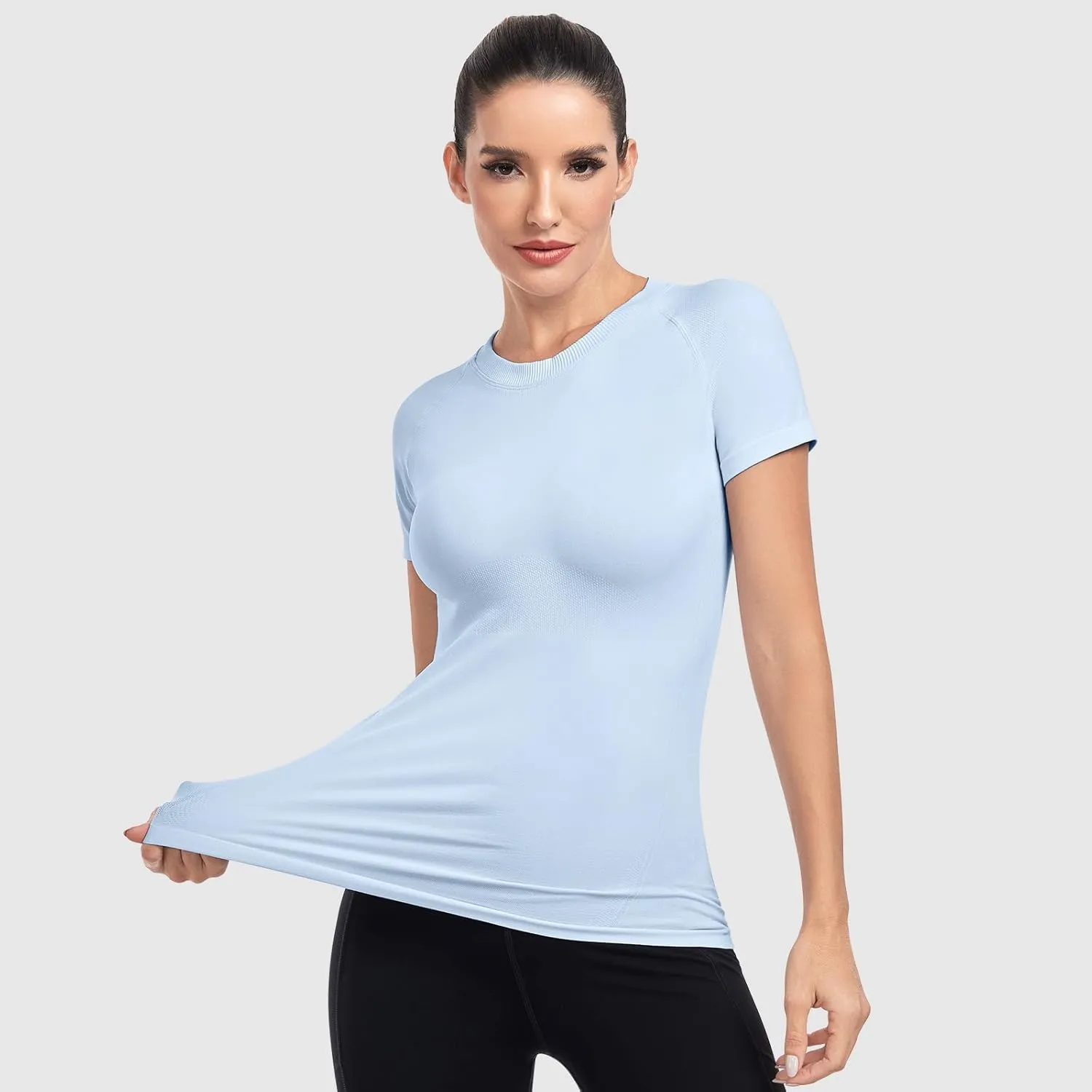 WANAYOU 2 Pack Workout Shirts for Women,Workout Tops for Women Short Sleeve,Breathable Yoga T Shirts Athletic Gym Gym Shirt