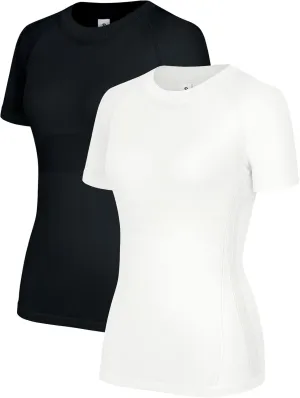 WANAYOU 2 Pack Workout Shirts for Women,Workout Tops for Women Short Sleeve,Breathable Yoga T Shirts Athletic Gym Gym Shirt