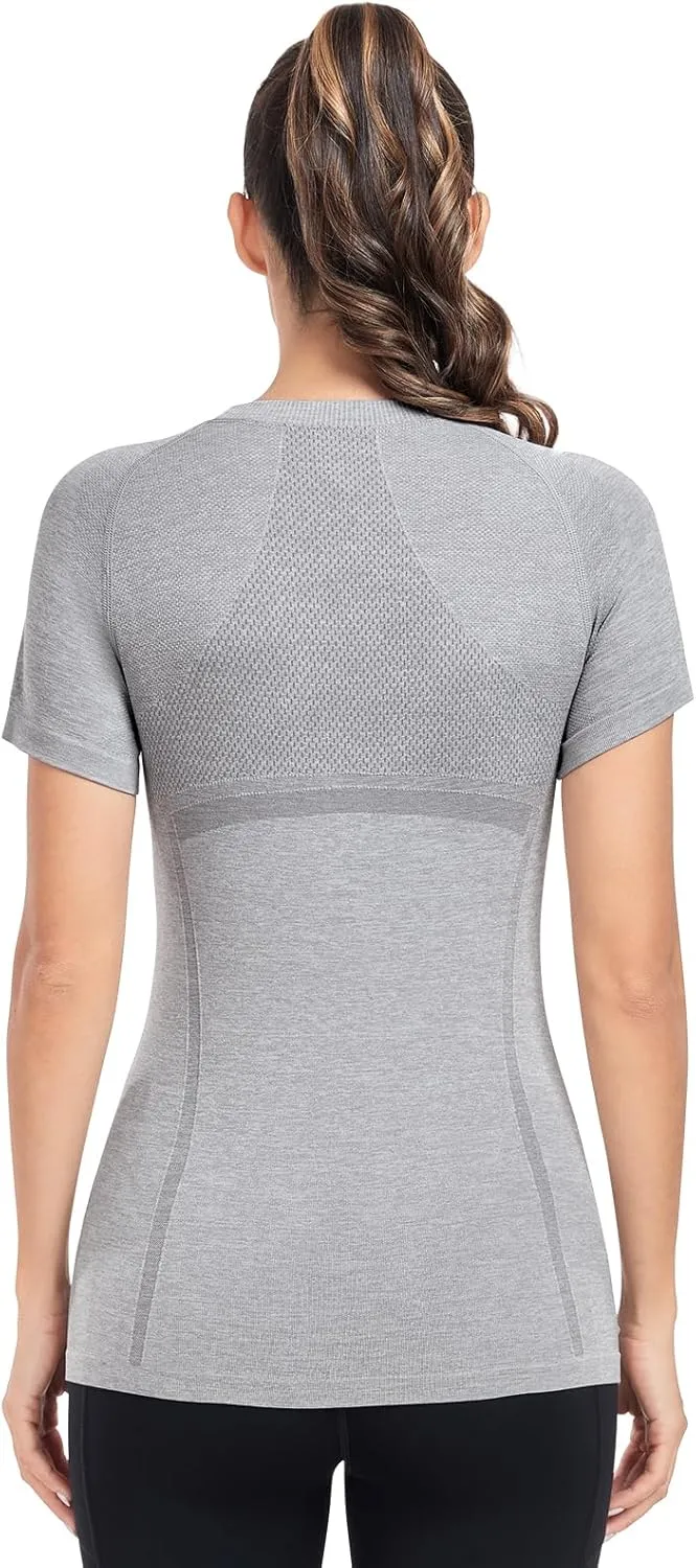 WANAYOU 2 Pack Workout Shirts for Women,Workout Tops for Women Short Sleeve,Breathable Yoga T Shirts Athletic Gym Gym Shirt
