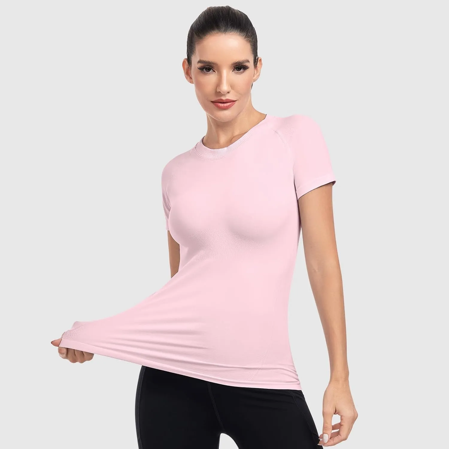WANAYOU 2 Pack Workout Shirts for Women,Workout Tops for Women Short Sleeve,Breathable Yoga T Shirts Athletic Gym Gym Shirt