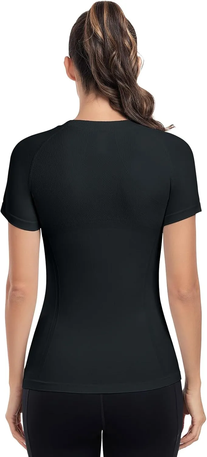 WANAYOU 2 Pack Workout Shirts for Women,Workout Tops for Women Short Sleeve,Breathable Yoga T Shirts Athletic Gym Gym Shirt