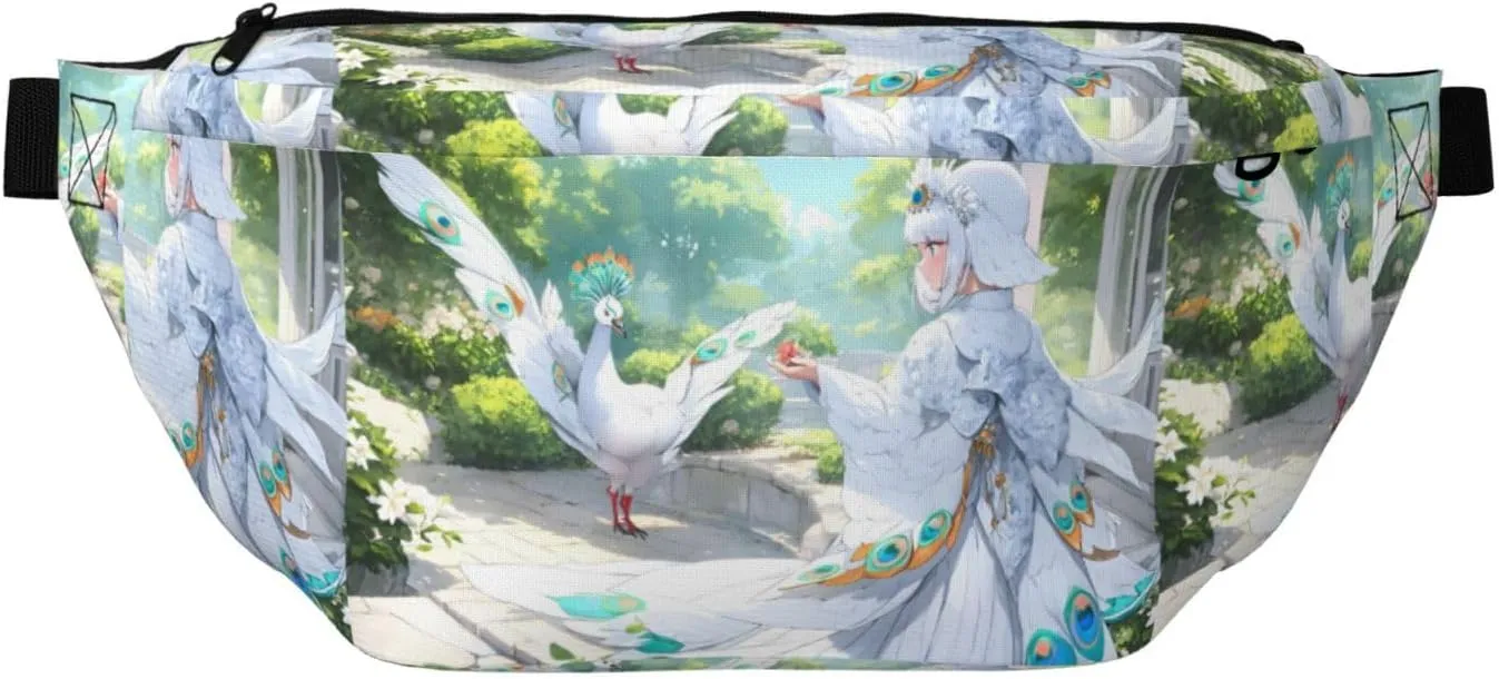White Peacock Stylish Crossbody Waist Pack - Versatile And Compact Travel Pouch For Hands-Free Storage