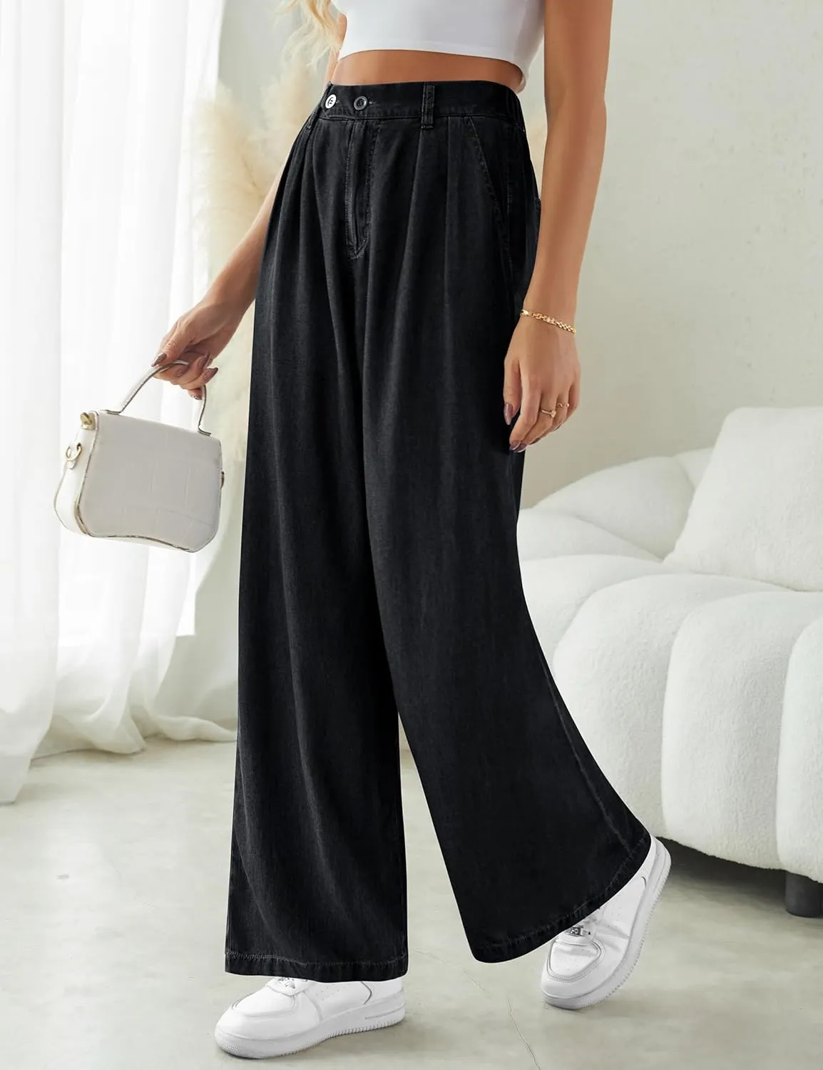 Wide Leg Jeans for Women High Waisted Baggy Jeans Womens Wide Leg Lounge Pants Stretch Bell Bottom Wide Leg Pants
