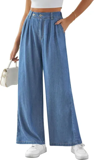 Wide Leg Jeans for Women High Waisted Baggy Jeans Womens Wide Leg Lounge Pants Stretch Bell Bottom Wide Leg Pants