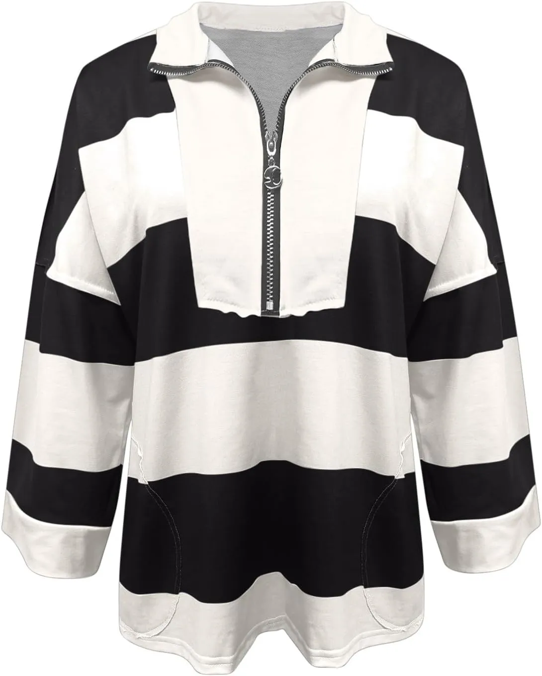 Women Color Block Oversized Sweatshirts Loose Fit Trendy Pullover Tops V Neck Cute Preppy Sweatshirts Y2K Fall Clothes