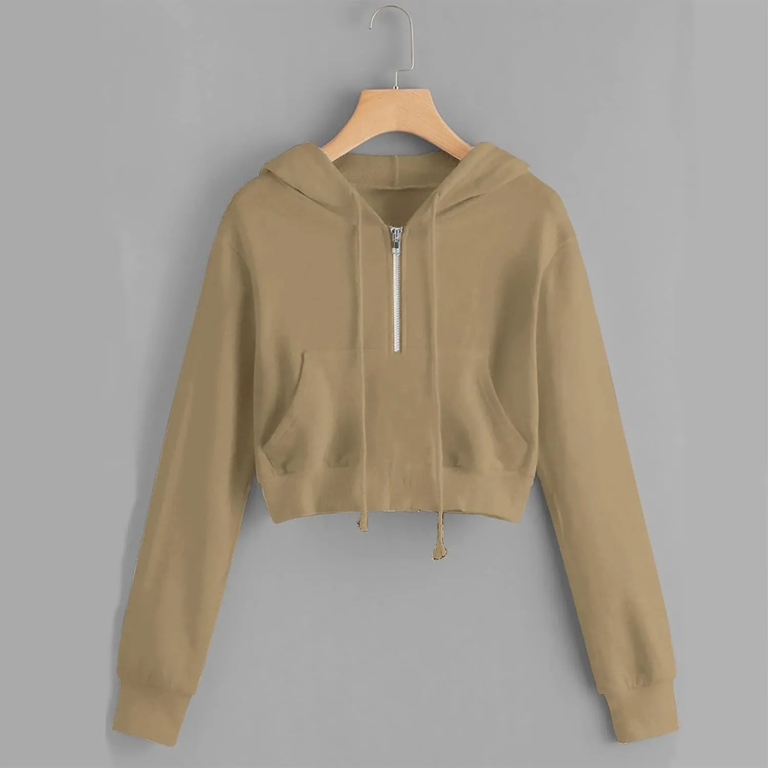 Women Full Zip Up Cropped Hoodies Cute Long Sleeve Sweatshirt Casual Pullover Tops Y2K Trendy Fashion Clothes 2024