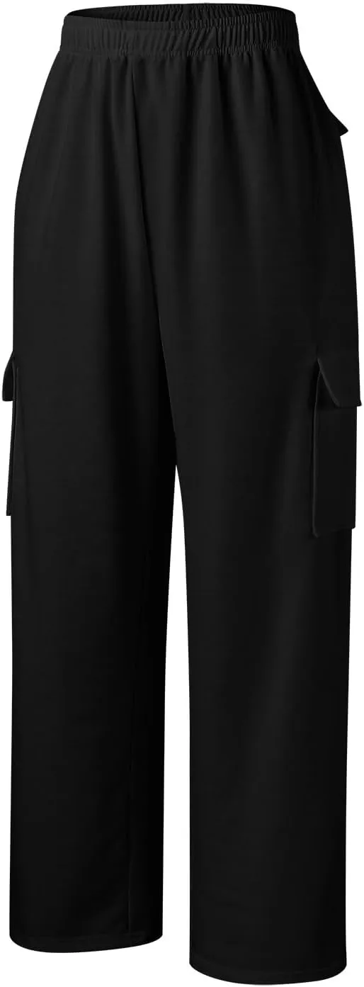 Women Linen Blend Summer Breathable Pants High Waist Wide Leg Slim Fit Trousers Business Work