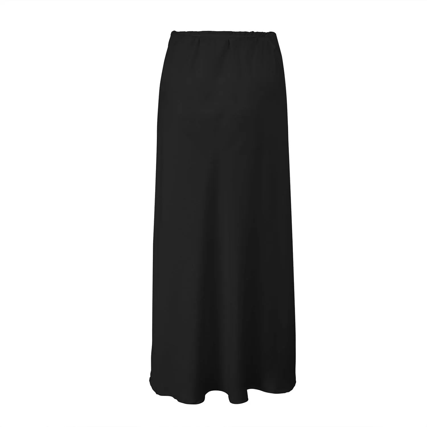 Women Long Satin Summer Fall Skirt Silk Elegant High Waist Black Wedding Flared A-Line Midi Skirts