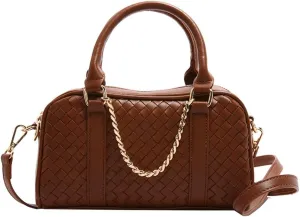 Women PU Leather Crossbody Handbag Trendy Rhombus Tote Bag Commuting Satchel Travel Dating