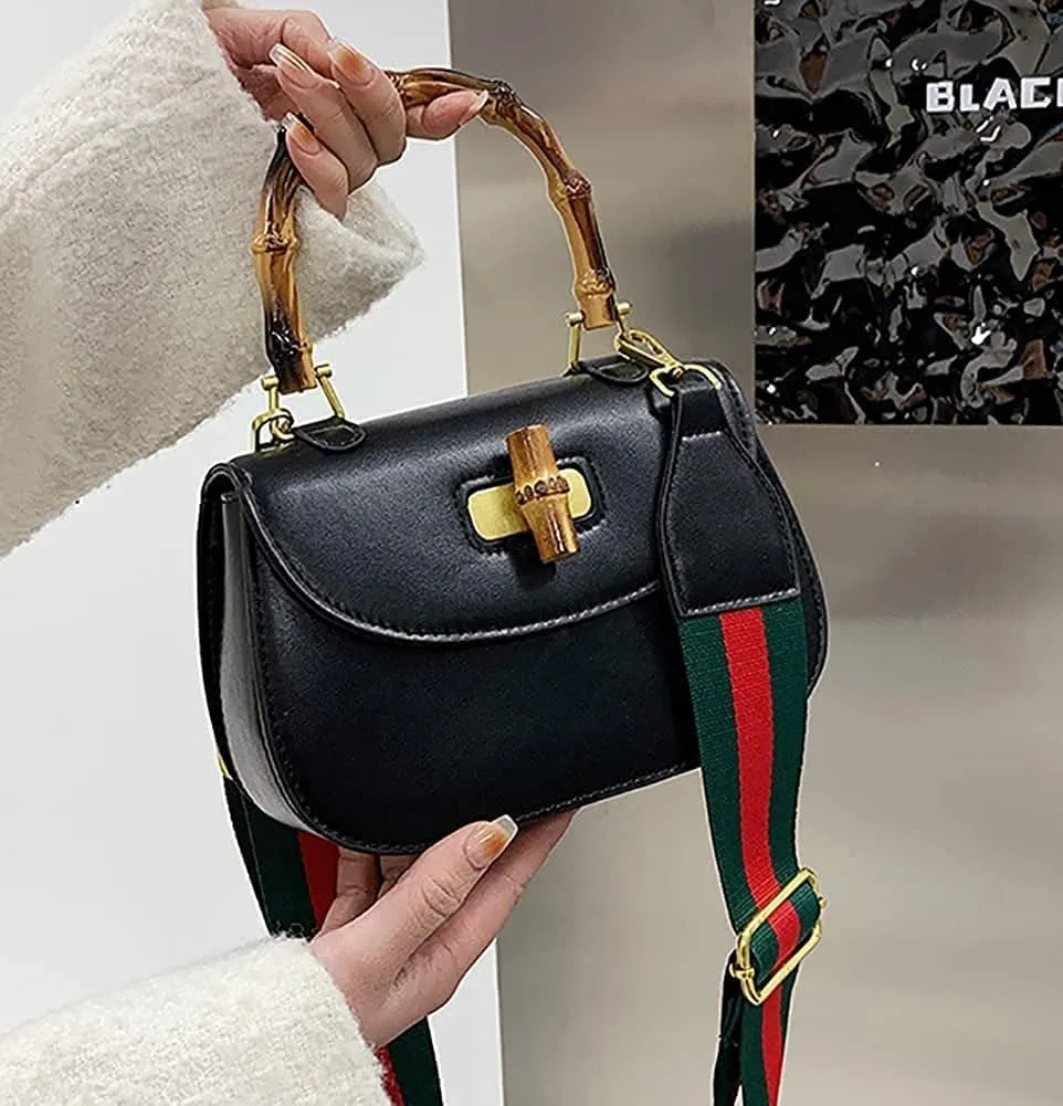 Women Trendy Saddle Bag Special Retro Handle Bags Color Strap Shoulder Bag