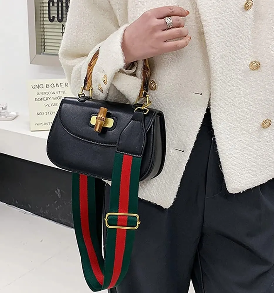 Women Trendy Saddle Bag Special Retro Handle Bags Color Strap Shoulder Bag