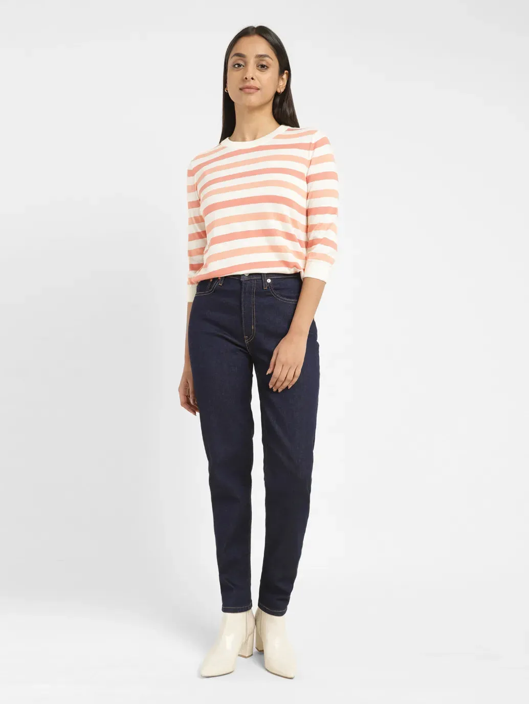 Women's 550'92 Navy Blue Relaxed Fit High Rise Jeans