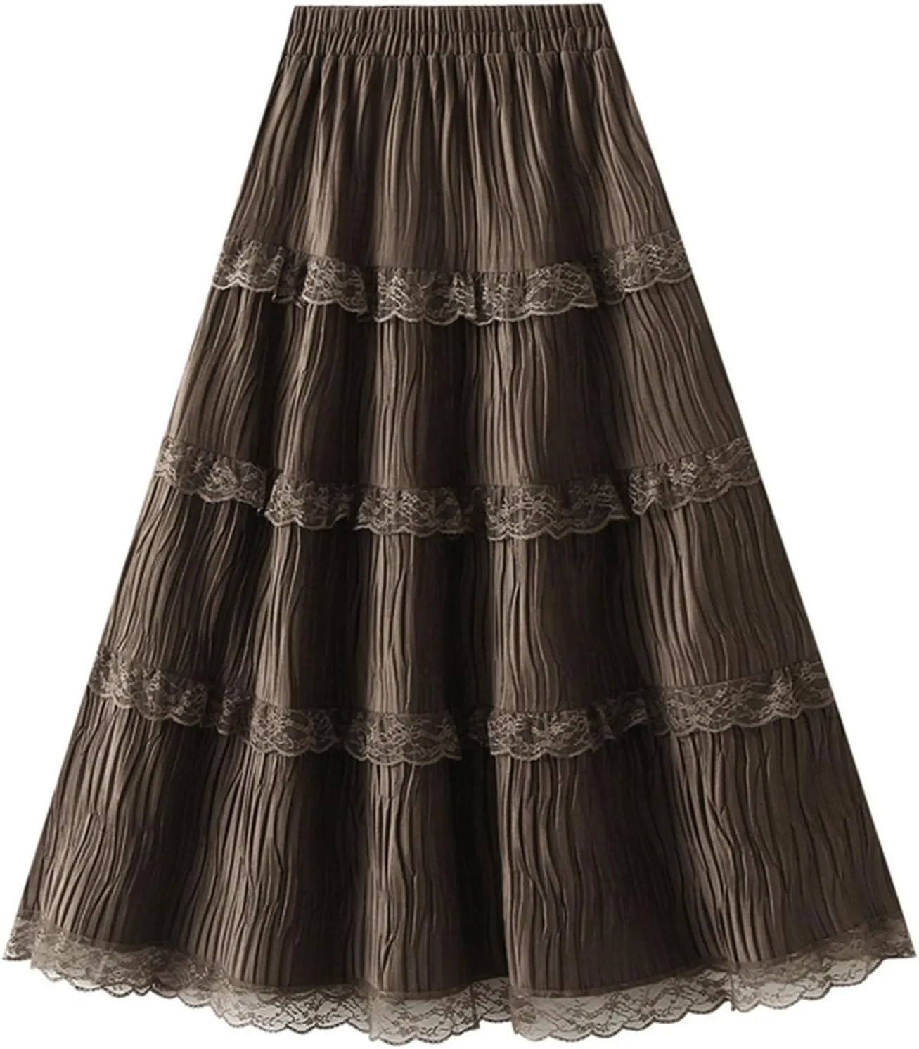 Womens A Line Long Skirt Casual High Waist Tiered Pleated Skirt Elegant Flared Midi Wedding Skirts