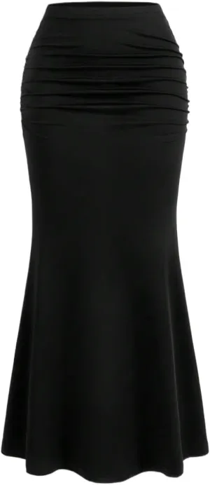 Women's Basic Elegant Women's Solid Pleated Midi Skirt Maxi Natural Women Outfit Casual Skirts