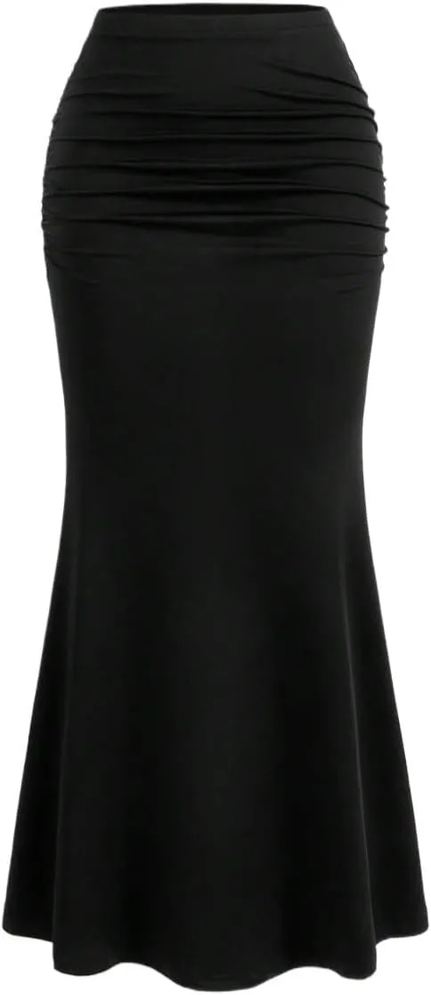 Women's Basic Elegant Women's Solid Pleated Midi Skirt Maxi Natural Women Outfit Casual Skirts