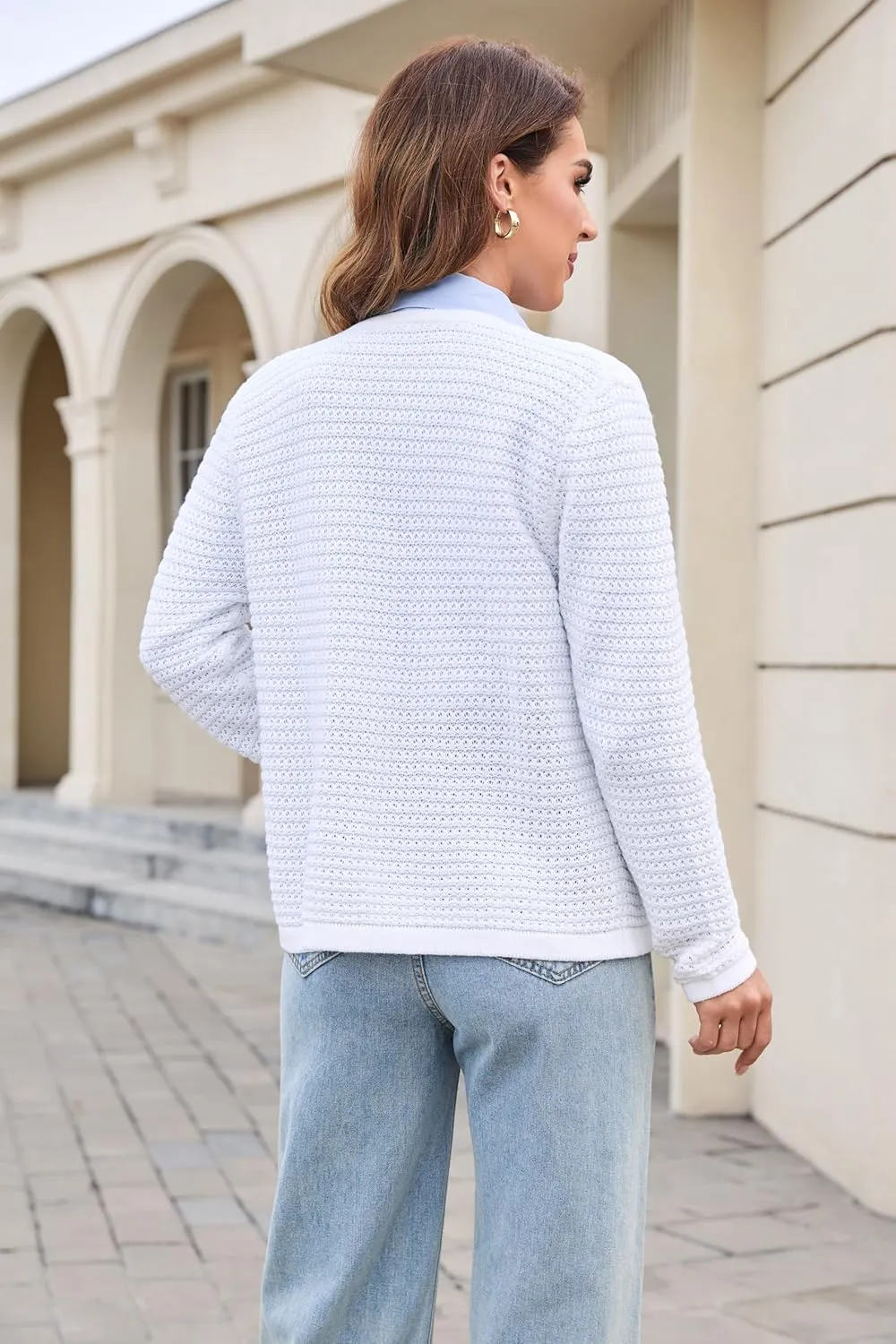 Women's Cardigan Sweaters Open Front Button Down Trendy Cropped Fall Outfits Long Sleeve Casual Knit Jackets