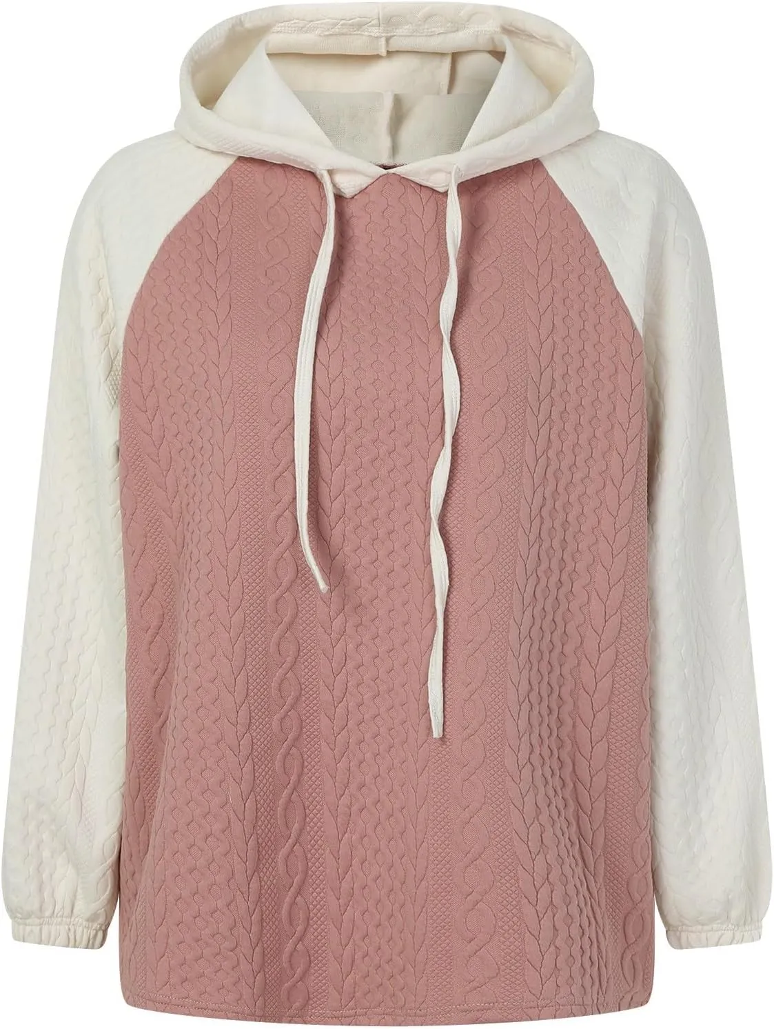 Women's Casual Oversized Hoodies Color Block Long Sleeve Sweatshirt Drawstring Hooded Pullover Top