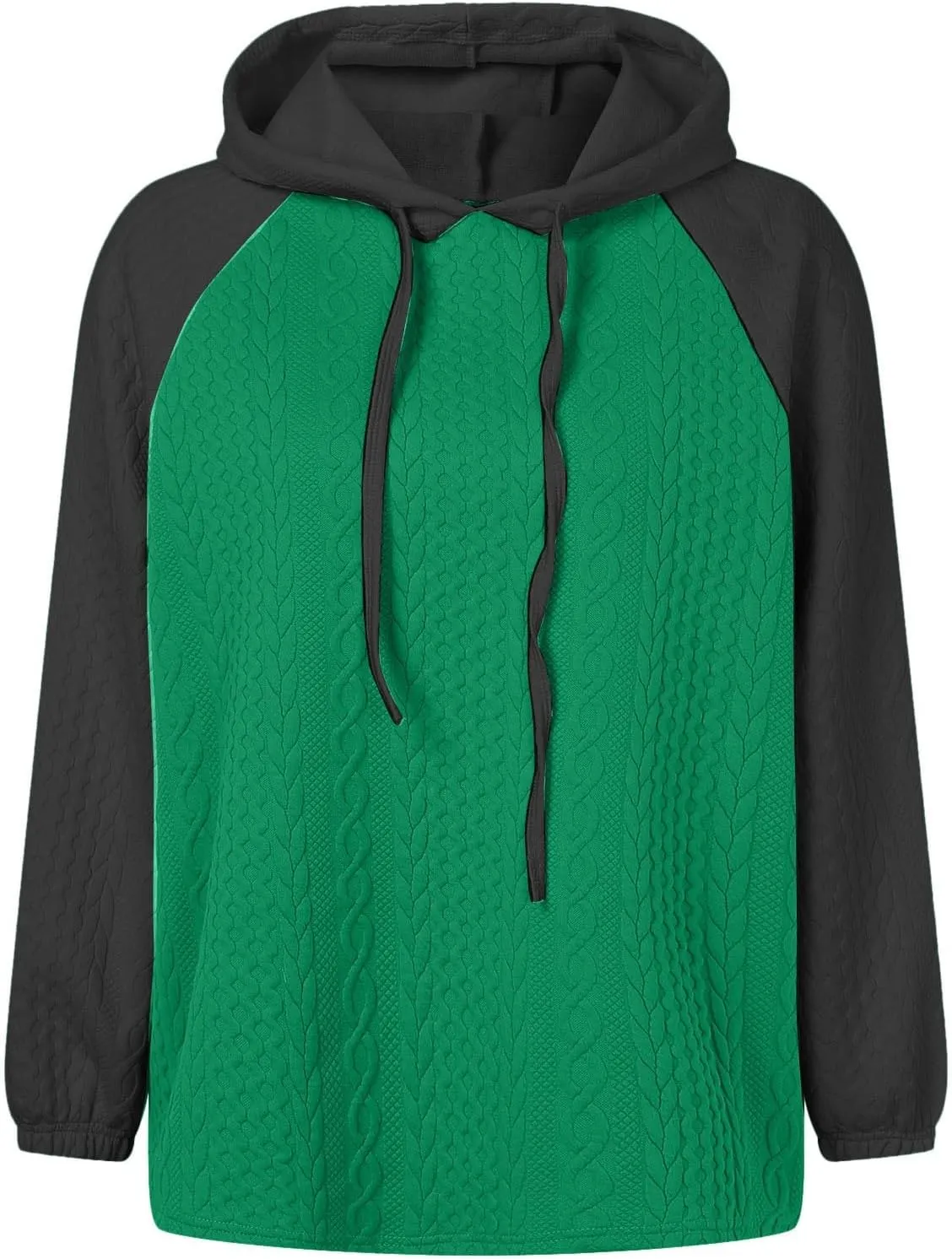 Women's Casual Oversized Hoodies Color Block Long Sleeve Sweatshirt Drawstring Hooded Pullover Top