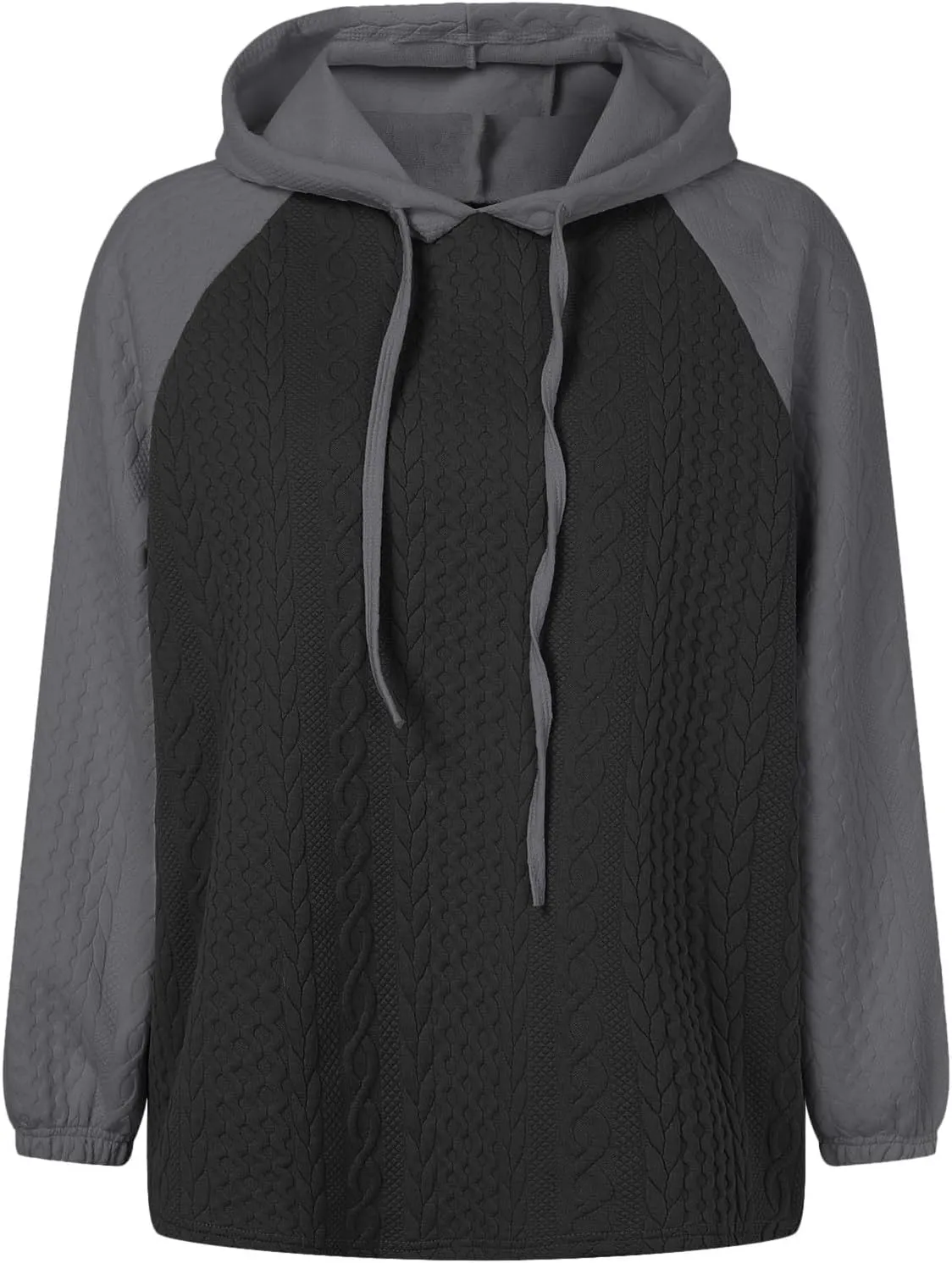 Women's Casual Oversized Hoodies Color Block Long Sleeve Sweatshirt Drawstring Hooded Pullover Top