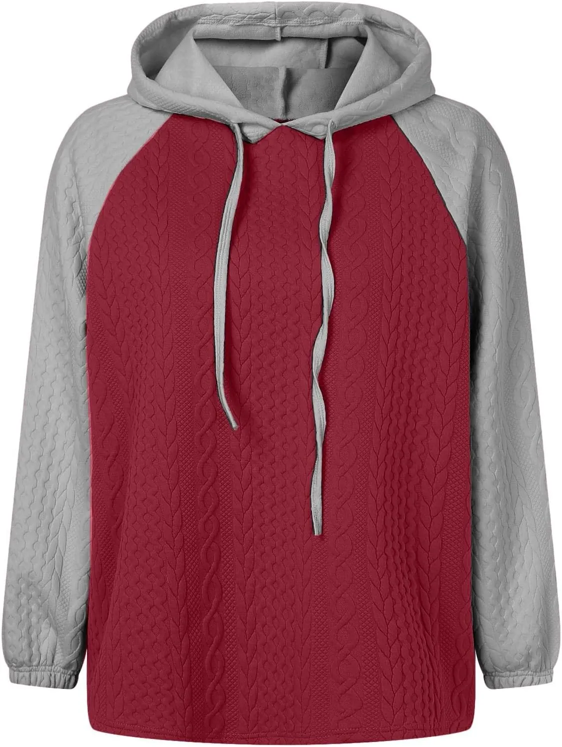 Women's Casual Oversized Hoodies Color Block Long Sleeve Sweatshirt Drawstring Hooded Pullover Top