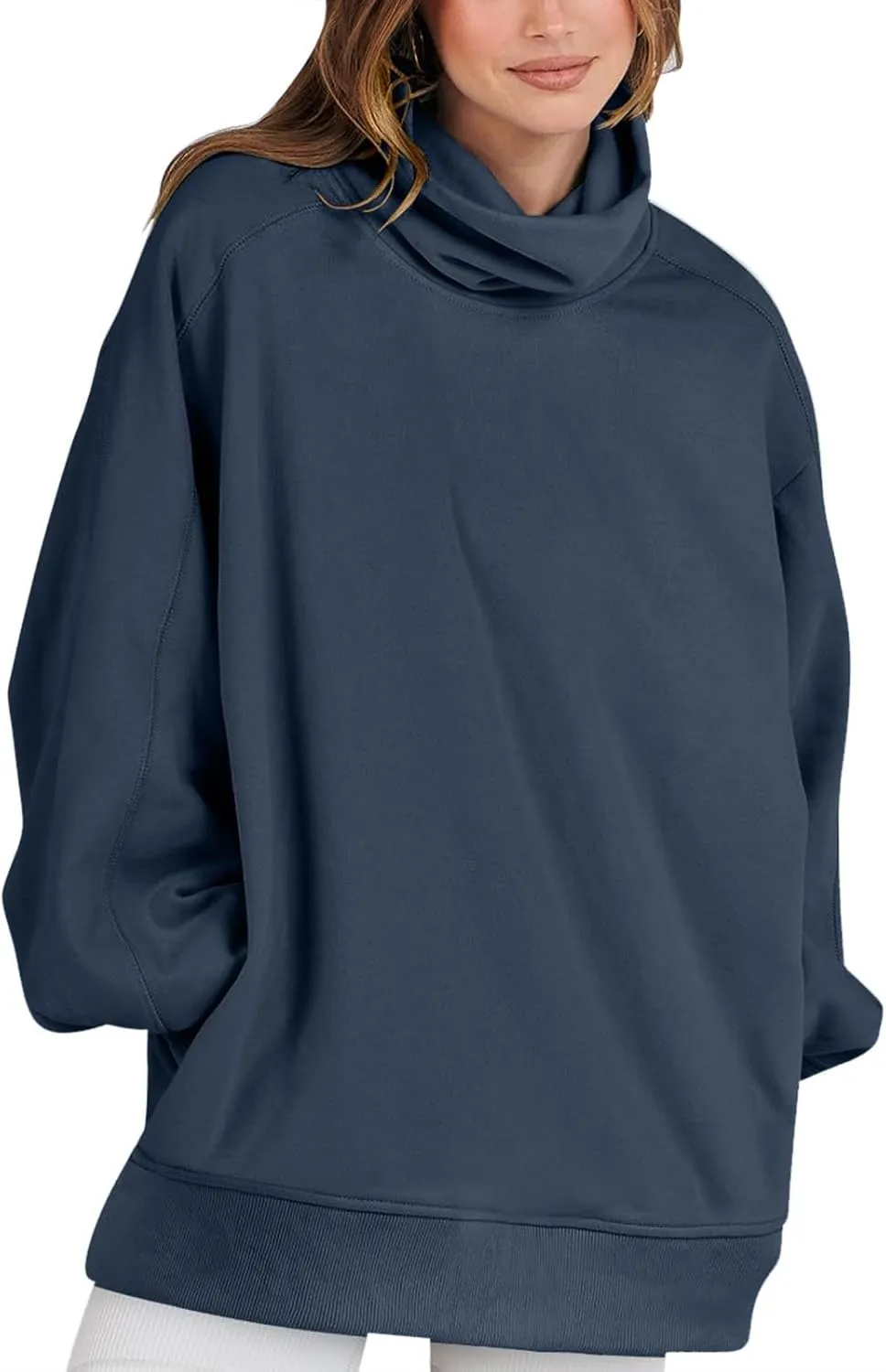Womens Cute Oversized Hoodies Trendy High Neck Pullover Shirts Teen Girls Preppy Sweatshirts Fall Winter Clothes 2024