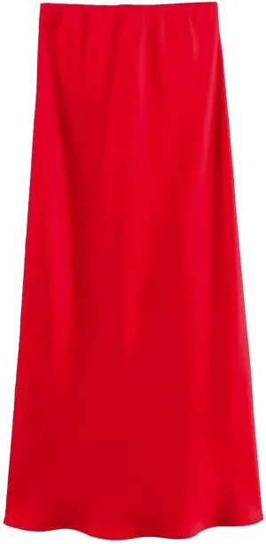 Women's Elegant High Waist Satin A Line Flared Midi Skirt Silk Cocktail Party Wedding Elegant Elastic Long Skirts