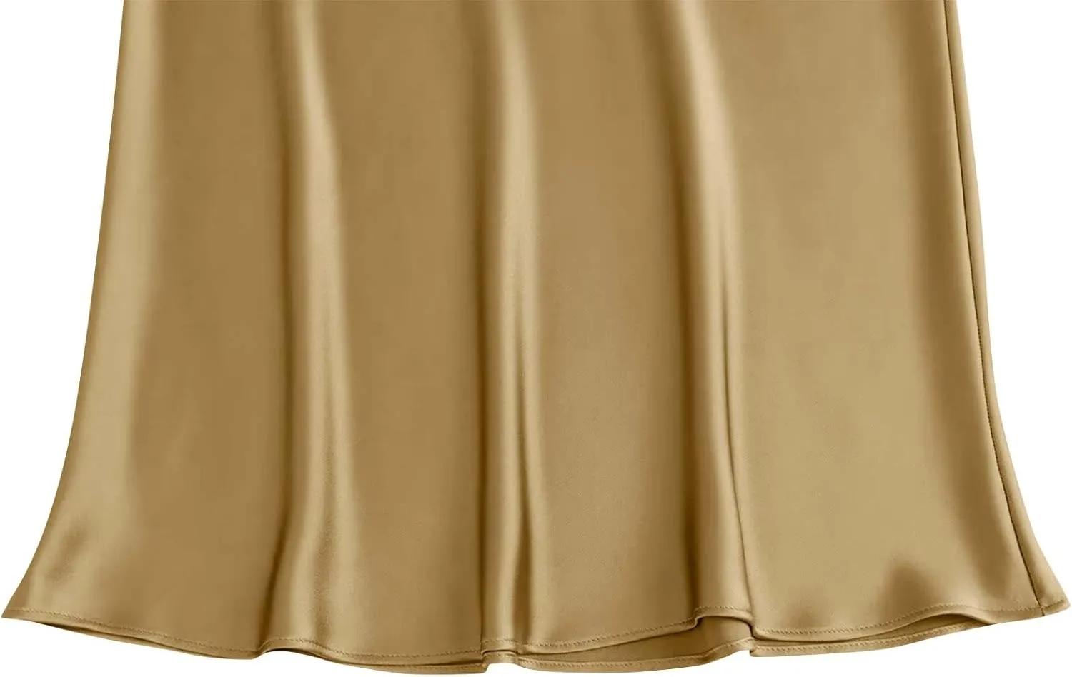 Women's Elegant High Waist Satin A Line Flared Midi Skirt Silk Cocktail Party Wedding Elegant Elastic Long Skirts
