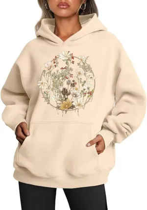 Womens Fall Winter Oversized Hoodies Fleece Sweatshirts Funny Halloween Graphic Long Sleeve Sweaters Pullover with Pocket