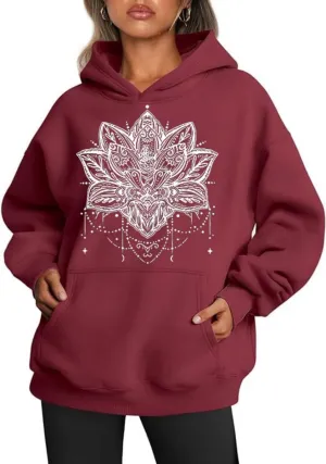 Womens Fall Winter Oversized Hoodies Fleece Sweatshirts Funny Halloween Graphic Long Sleeve Sweaters Pullover with Pocket
