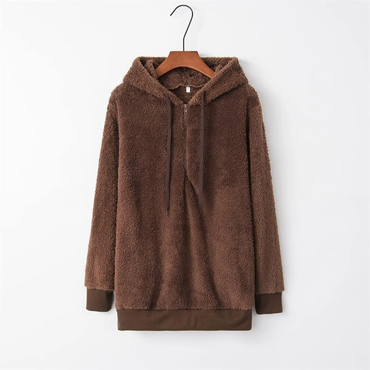 Womens Fuzzy Hoodies Oversized Sweatshirts Casual Warm Athletic Cozy Hooded Sherpa Lined Fleece Pullover with Pockets