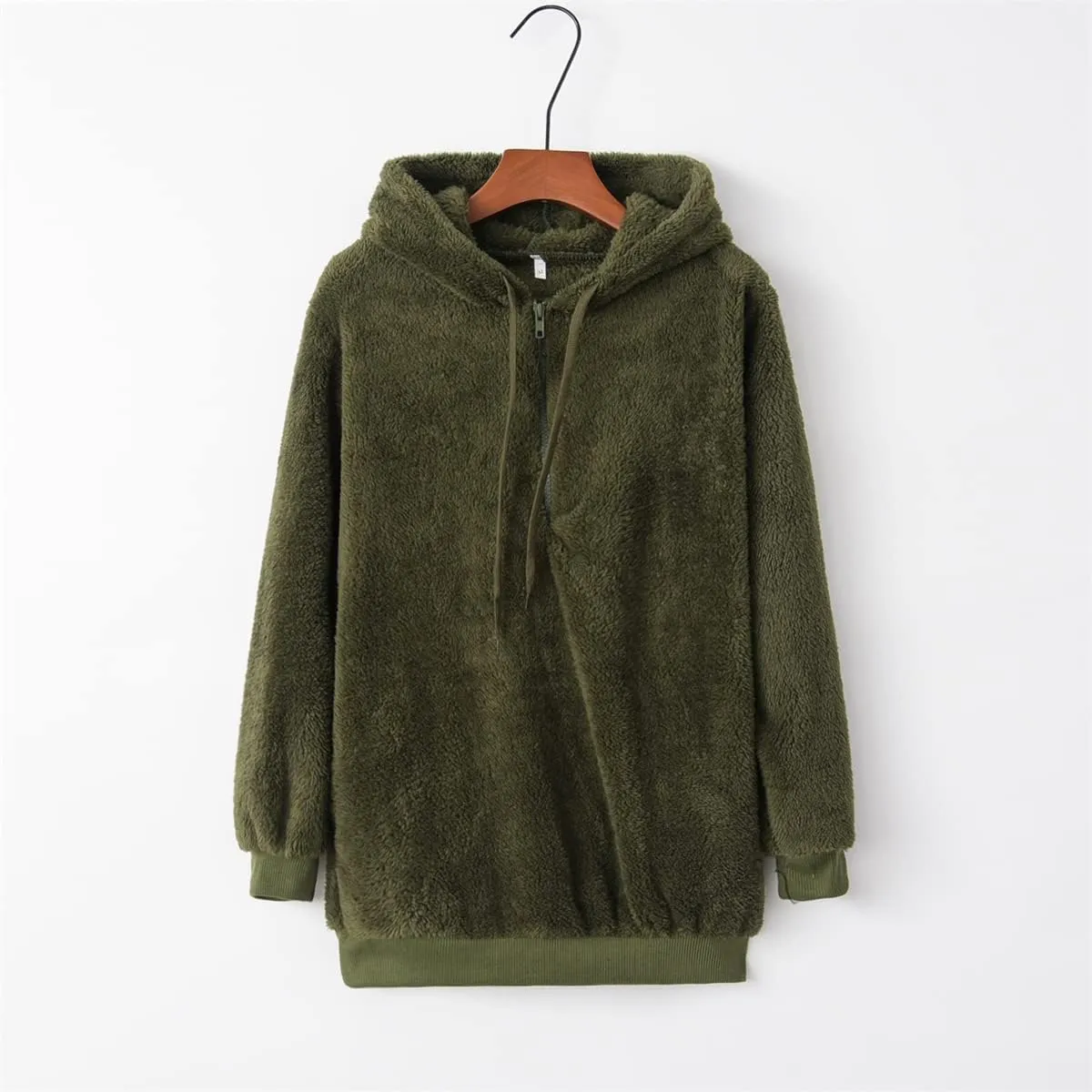 Womens Fuzzy Hoodies Oversized Sweatshirts Casual Warm Athletic Cozy Hooded Sherpa Lined Fleece Pullover with Pockets