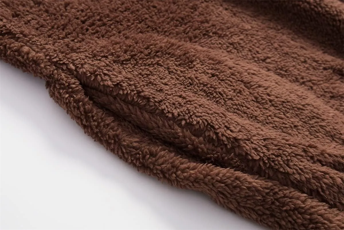 Womens Fuzzy Hoodies Oversized Sweatshirts Casual Warm Athletic Cozy Hooded Sherpa Lined Fleece Pullover with Pockets