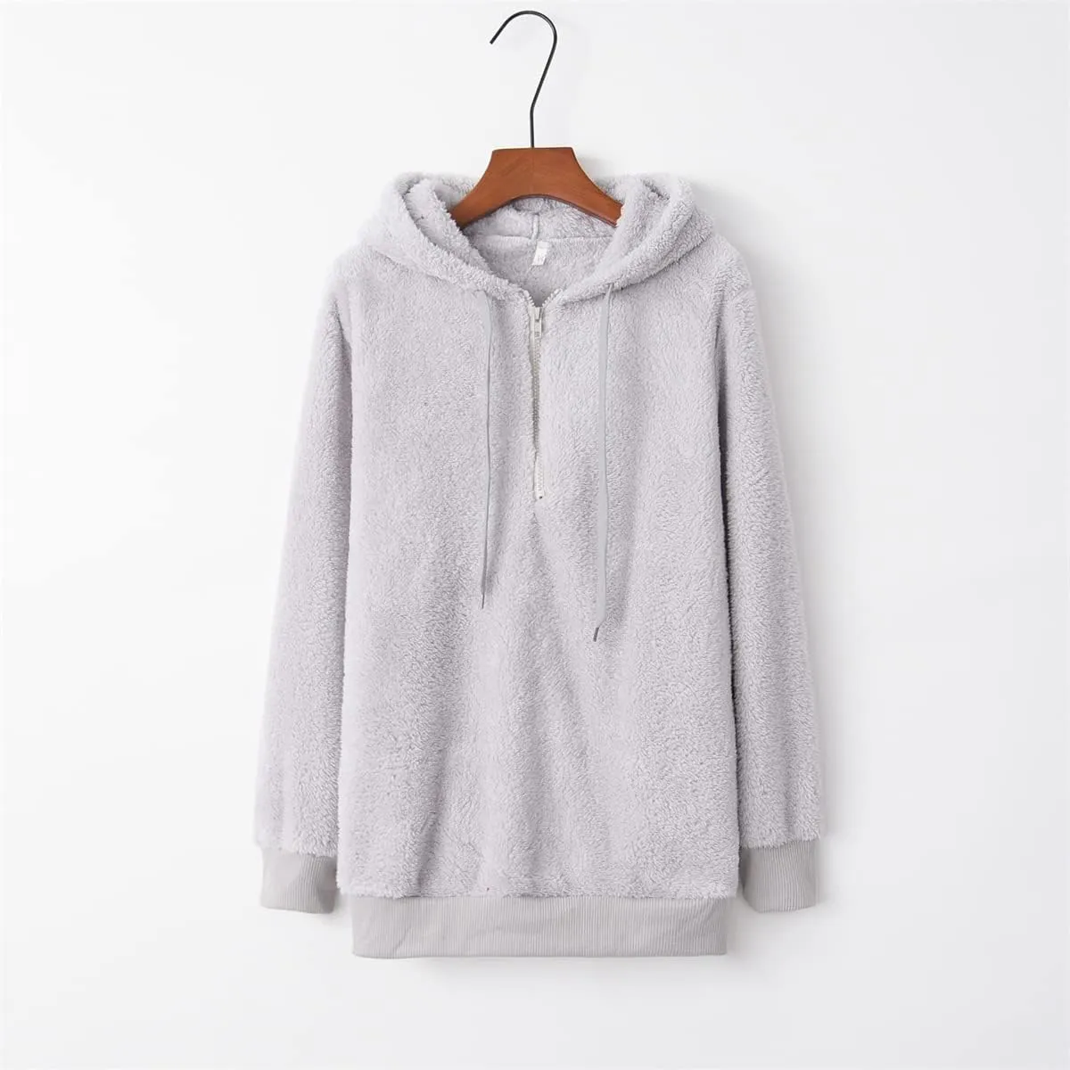 Womens Fuzzy Hoodies Oversized Sweatshirts Casual Warm Athletic Cozy Hooded Sherpa Lined Fleece Pullover with Pockets