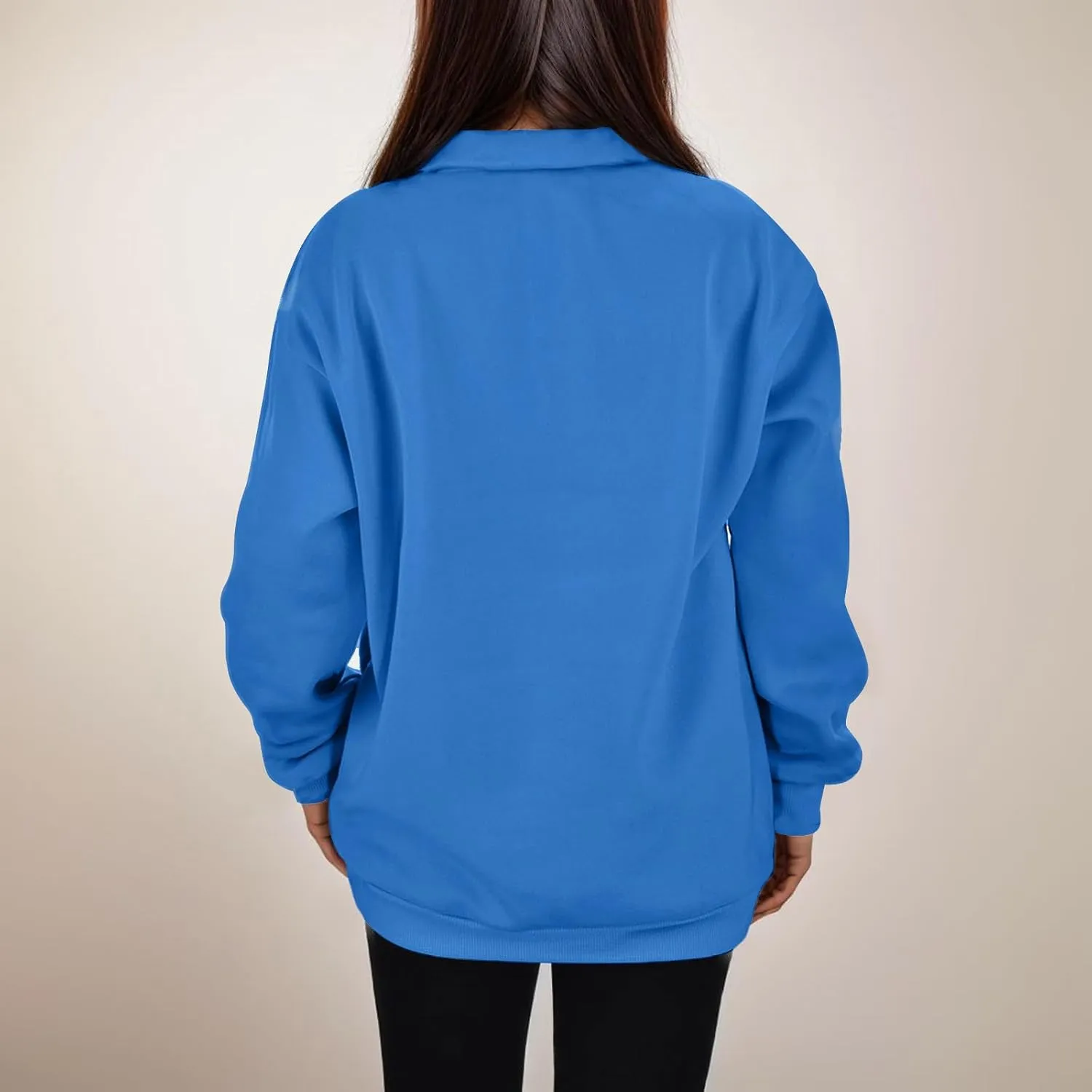 Womens Half Zip Sweatshirts Oversized Plain Trendy Long Sleeve Quarter Zip Pullover Hoodies 2024 Fall Outfits