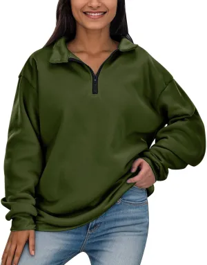 Womens Half Zip Sweatshirts Oversized Plain Trendy Long Sleeve Quarter Zip Pullover Hoodies 2024 Fall Outfits