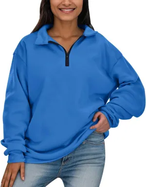 Womens Half Zip Sweatshirts Oversized Plain Trendy Long Sleeve Quarter Zip Pullover Hoodies 2024 Fall Outfits