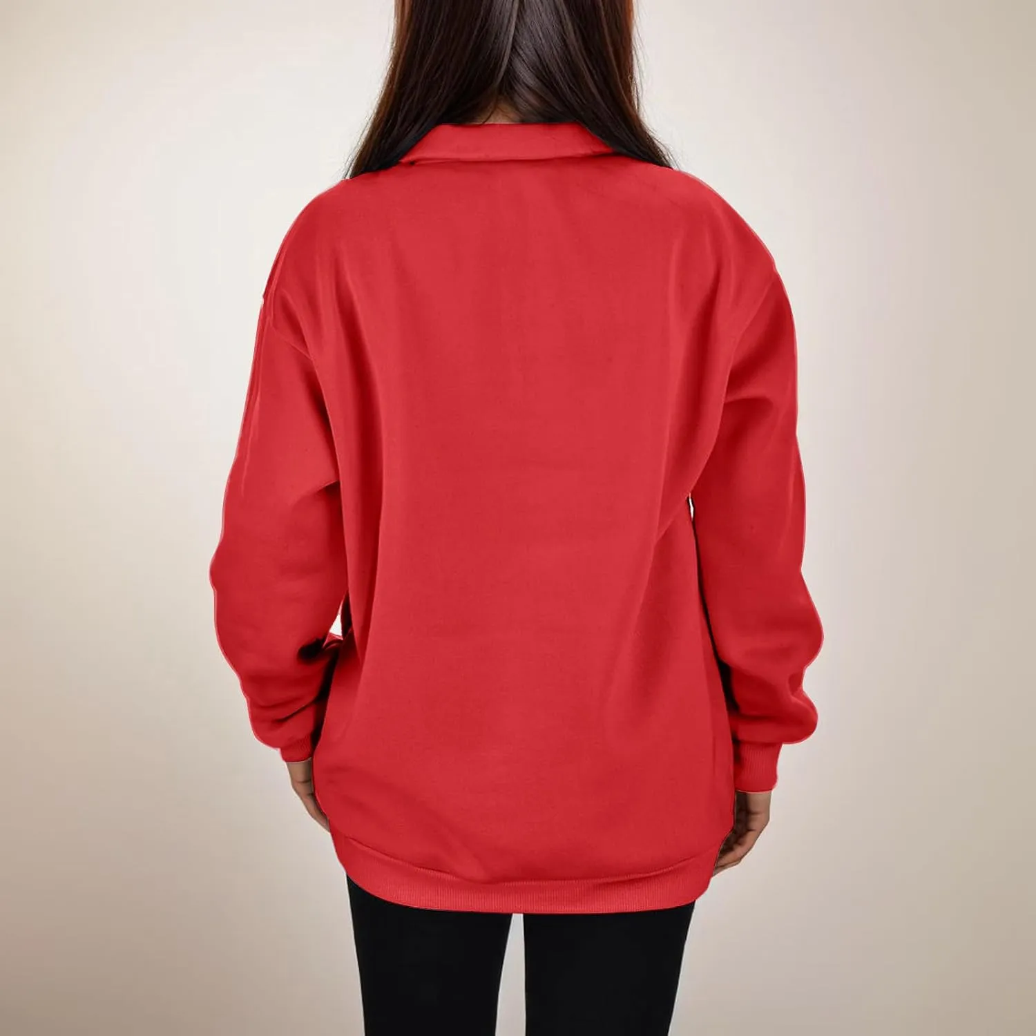 Womens Half Zip Sweatshirts Oversized Plain Trendy Long Sleeve Quarter Zip Pullover Hoodies 2024 Fall Outfits