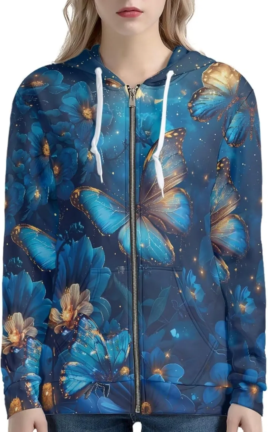 Womens Hoodies Zip Up Lightweight Long Sleeve Thin Hooded Sweathsirt Trendy Jacket