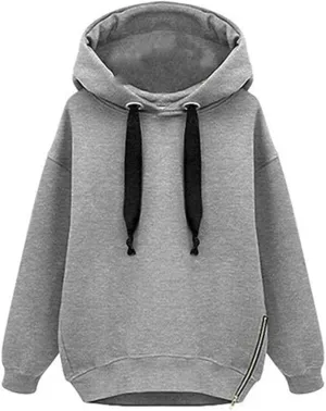 Womens Lightweight Trendy Basic Hoodies Cozy Tunic Pullover Tops Solid Color Sweatshirts Drawstring with Pockets