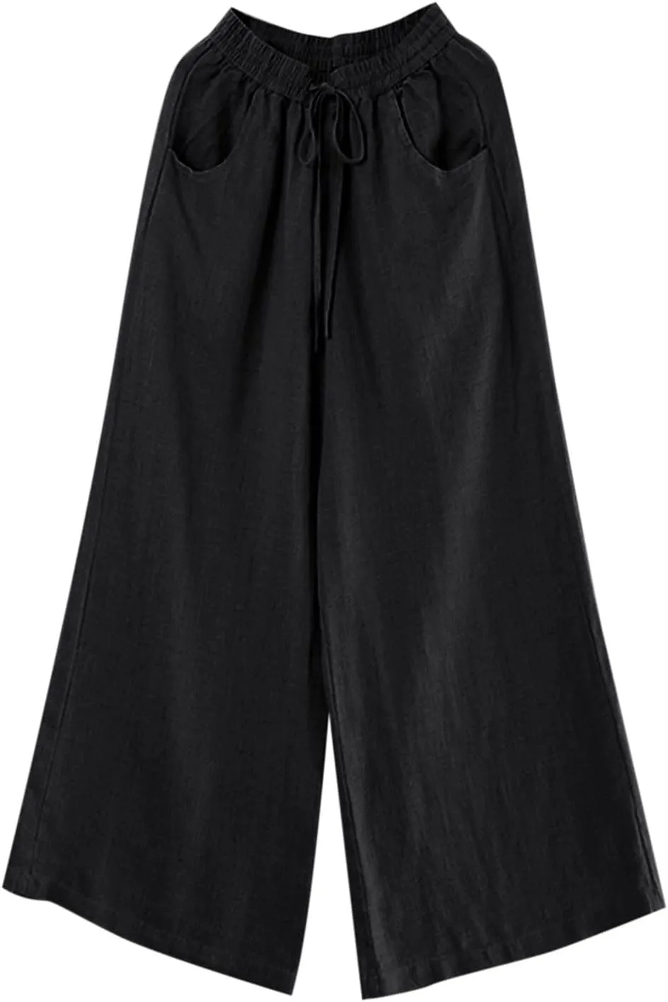 Women's Linen Summer Breathable Pant Trousers Elastic Waisted Wide Leg Slim-Fit Pants Business Work