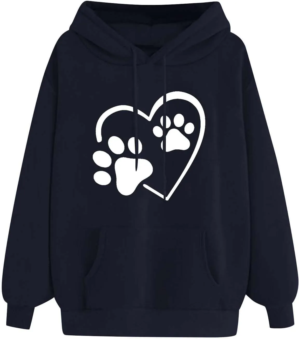 Womens Long Sleeve Loose Fit Hooded Sweatshirts Cute Heart Print Pullover Drawstraing Casual Fall Fashion Hoodies