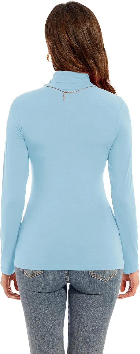 Womens Long Sleeve Turtleneck T-Shirts Casual Lightweight Slim Fit Cozy Base Layer Top